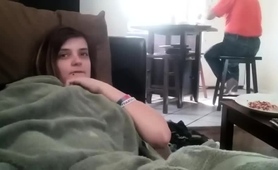 Big Breasted Babe Spreads Her Legs And Fingers Her Wet Pussy