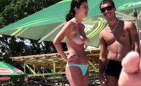Beach Voyeur Filming A Pretty Amateur Teen With Big Boobs
