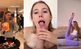Naked Girlfriend Drops To Her Knees And Gives Hot Blowjob