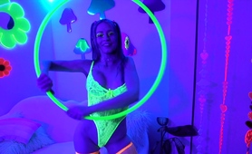Milf Temptress In Lingerie Gives Amazing Neon Performance