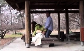 Slim Oriental Slut Enjoying Doggystyle Sex In The Outdoors